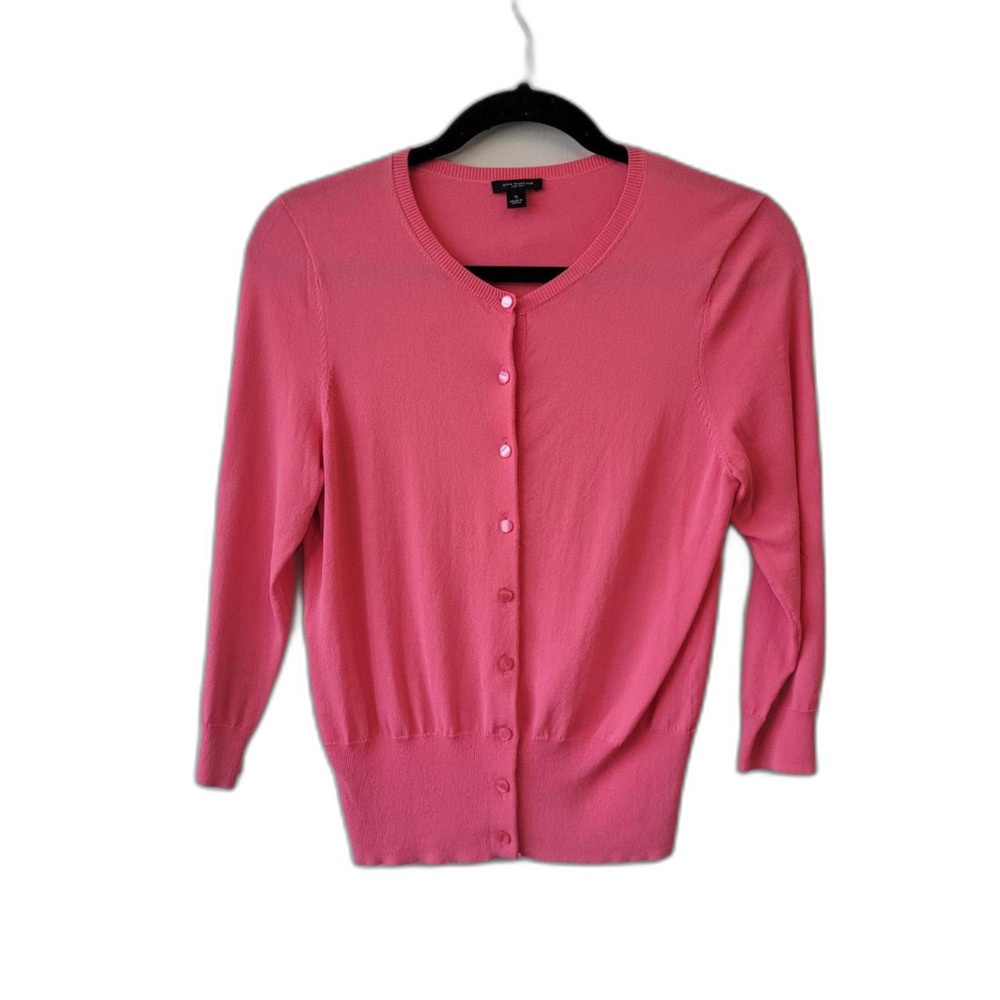 Ann Taylor Pink Knit Cardigan Classic Preppy Size S